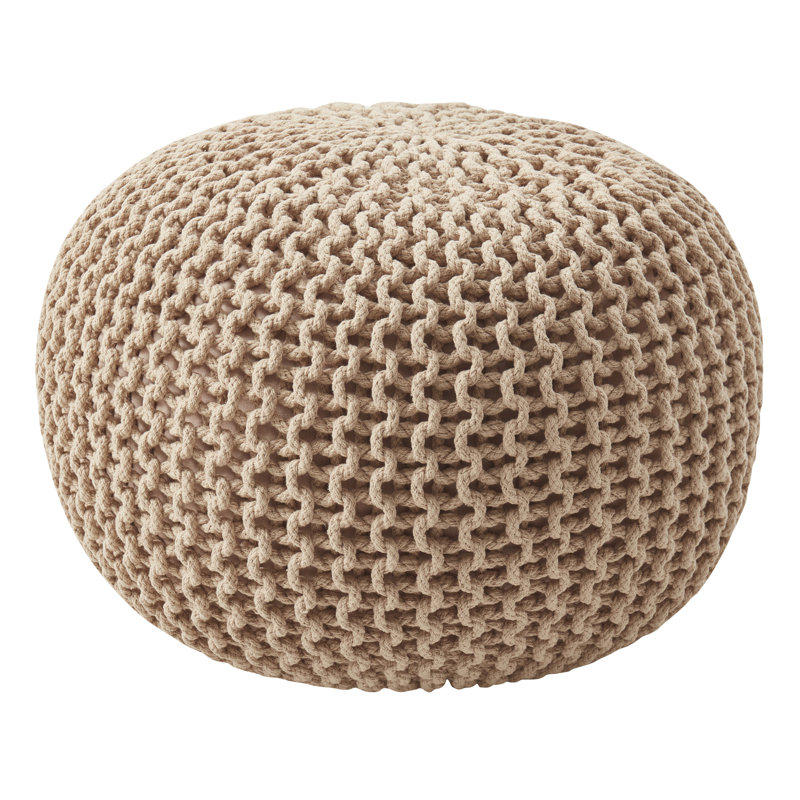 Round Pouf Foot Stool Ottoman By , Taupe