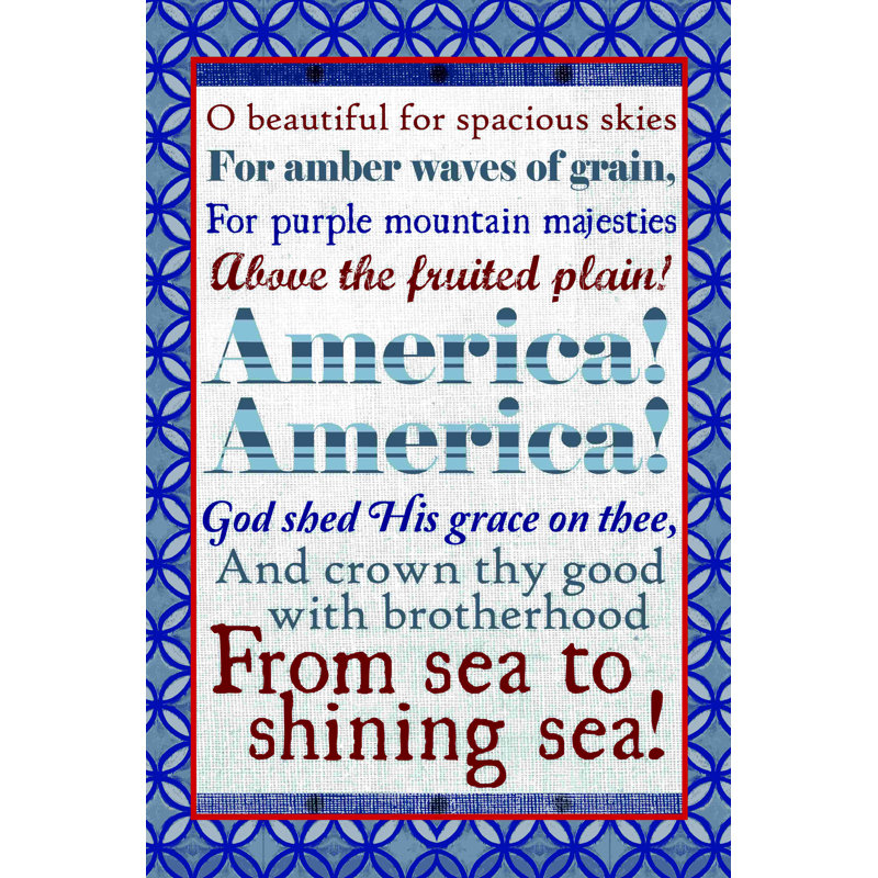 «Beautiful America», art textuel sur toile tendue, H 18 po x l 12 po