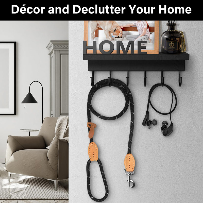 Key Holder Wall Mount Key Hooks Entryway Shelf