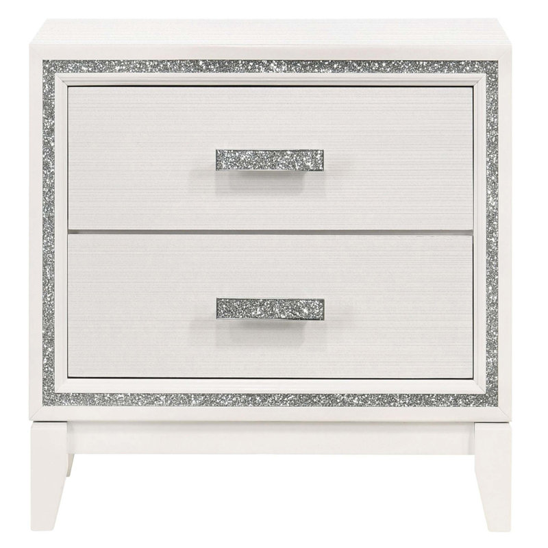 Table de chevet 2 tiroirs, Blanc