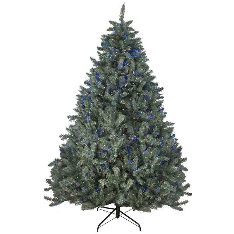 7.5' Pre-Lit Medium Blue Spruce Artificial Christmas Tree - Multicolor LED Lights