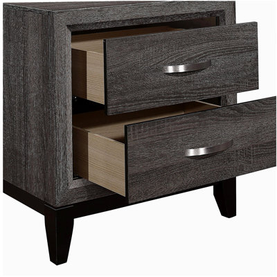 Styling Gray Finish 1pc Nightstand Dovetail Drawers Unique Bedroom Furniture