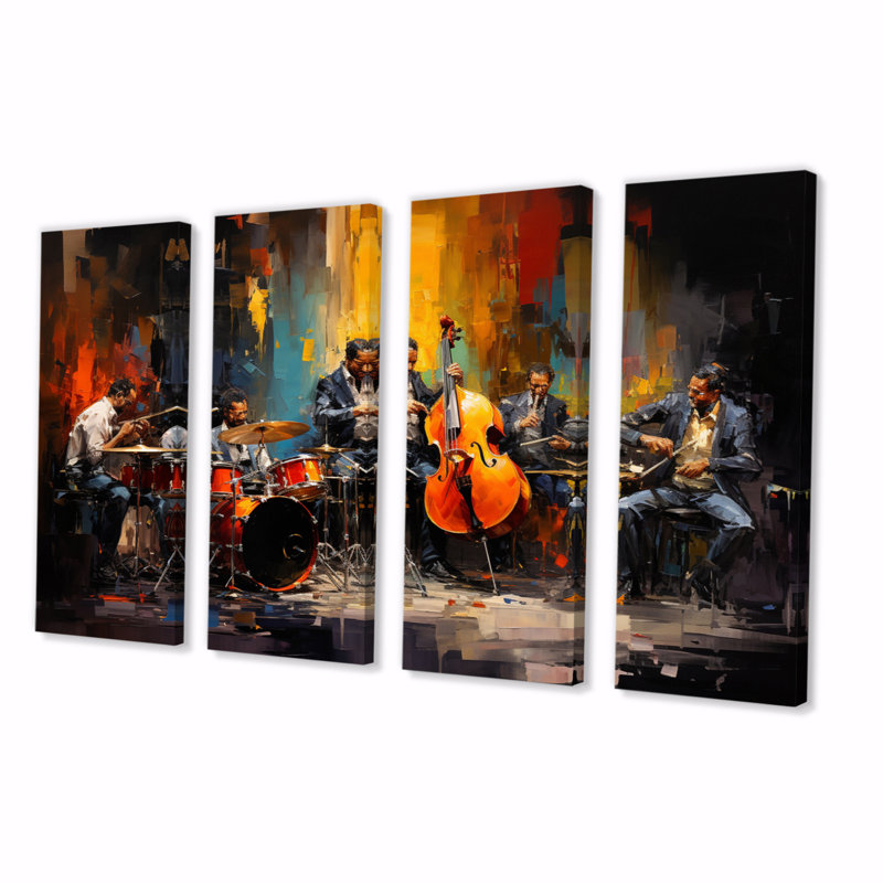 «Yellow Black Jazz Band II» sur toile, reproduction de 4 pièces