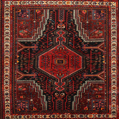 Tapis traditionnel mehroon/noir/crème Fitzsimons