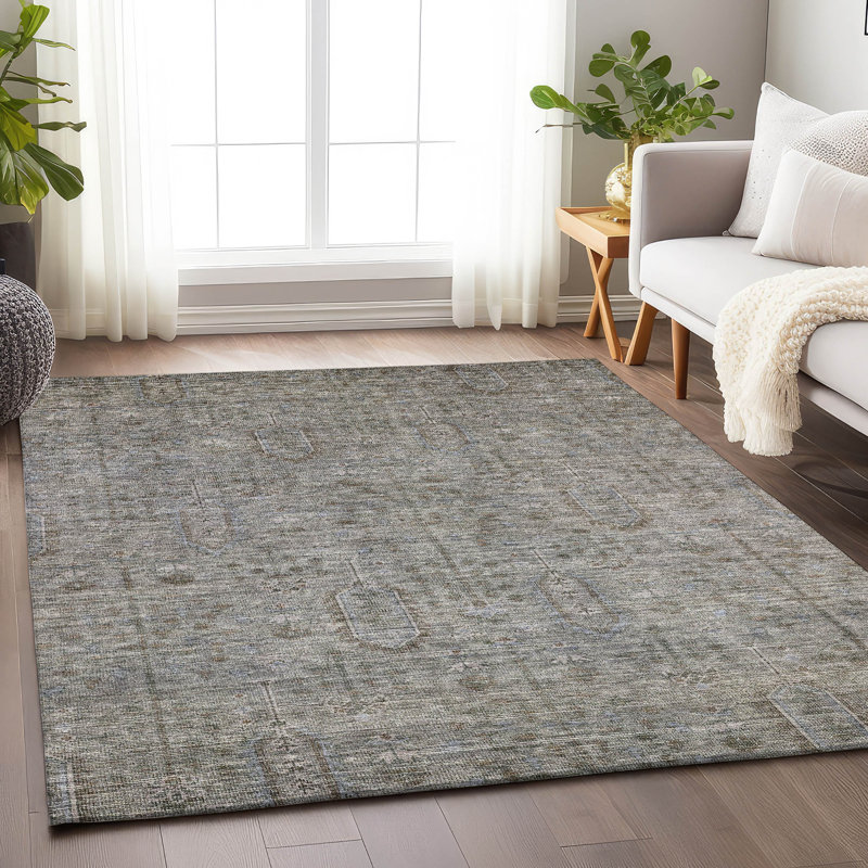 Tapis en granite Prisco lavable à la machine de qualité supérieure, Rectangle 10 pi x 14 pi