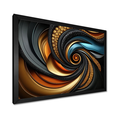 Décoration murale fractale céleste spirale dorée III - Fractale abstraite dorée