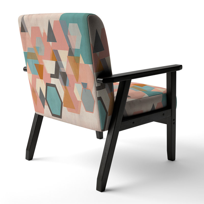 Fauteuil d'appoint rembourré Geometric Hexagons, Mélange de polyester beige
