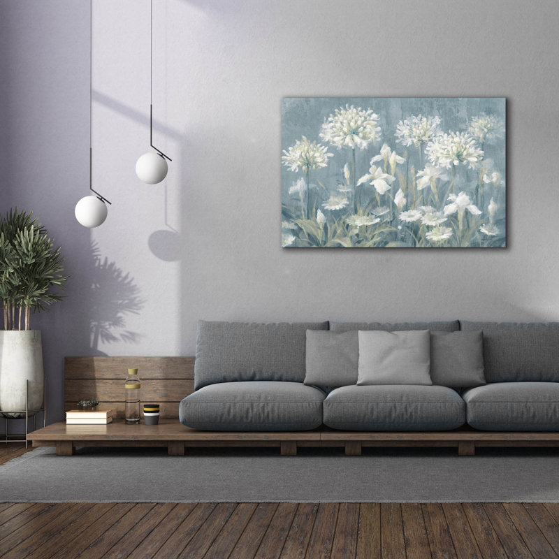  «Spring Blossoms 2 Slate Blue» par Danhui Nai, art mural sur toile, 60 po x 40 po