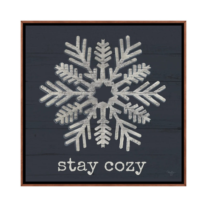 «Stay Cozy Snowflake», reproduction d'art sur toile encadrée, H 18 po x l 18 po, Impression encadrée sans passe-partout, Brun