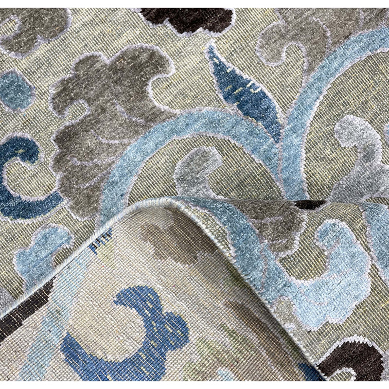 Hand Woven Silk and Wool Abstract Area Rug, Runner 2'6 x 9'