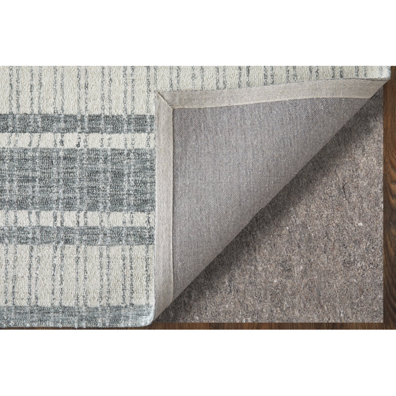 Aberdeen Hand Knotted Wool Striped Area Rug in Gray, Square 1'6"