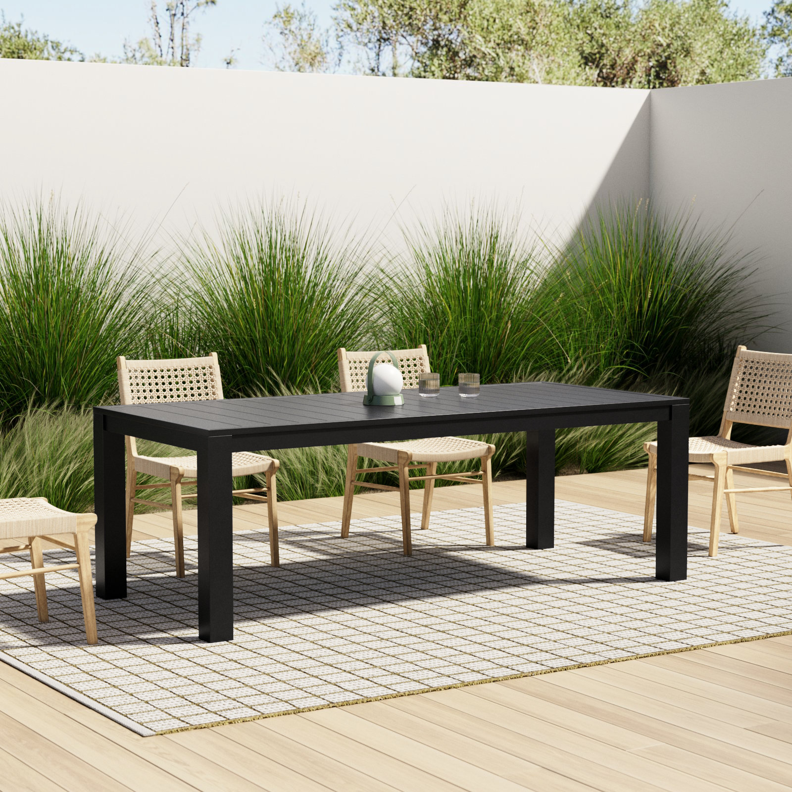 Ammelie 86'' Rectangular Aluminum Patio Dining Table, Gray