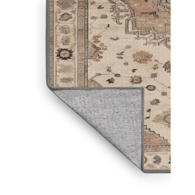 Tapis gris Afyon lavable à la machine, Rond 6 pi