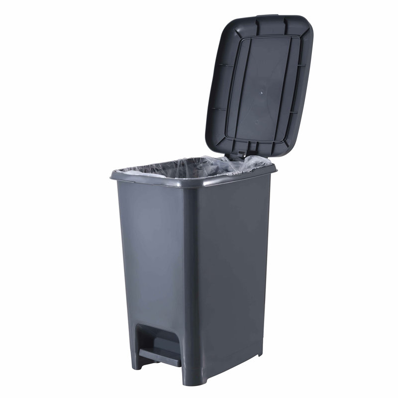 Poubelle avec pédale Superio Slim - 16 gallons, poubelle, petite poubelle pour salle de bain, cuisine, bureau, patio ou cour arrière - gris onyx (paquet de 2)