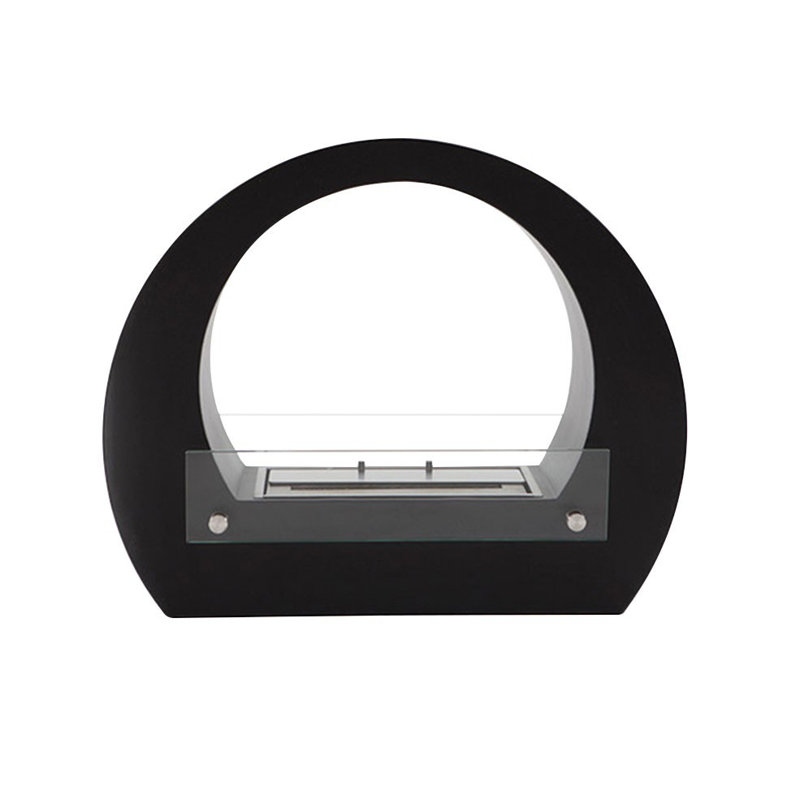 Noelia - Round Bio Fireplace - Black, Black