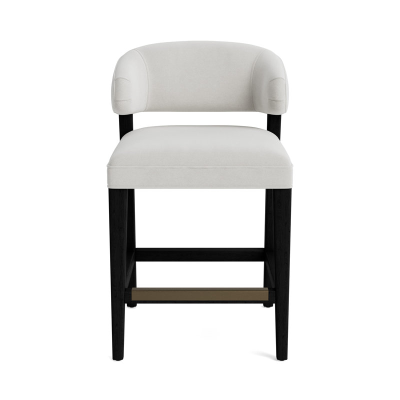 Keane Bar Stool, Performance Velvet - Silver, Black, Counter Stool (25” Seat Height)