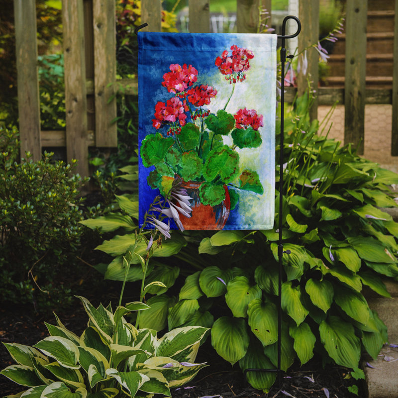 Drapeau de jardin à 2 faces Felices Geraniums par Maureen Bonfield, H 15 po x l 11 po