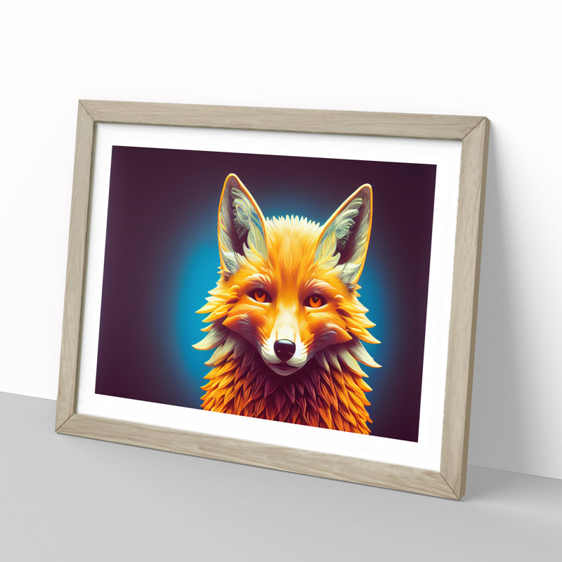 Brilliant Fox - Single Picture Frame Print, 46cm H x 64cm W x 2cm D, Oak Framed
