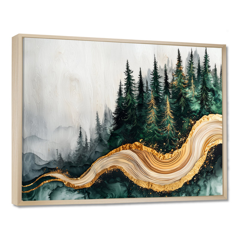 Forêt forêt de cristal émeraude I - forêt, art mural, H 12 po x l 20 po, Cadre flottant, Naturel