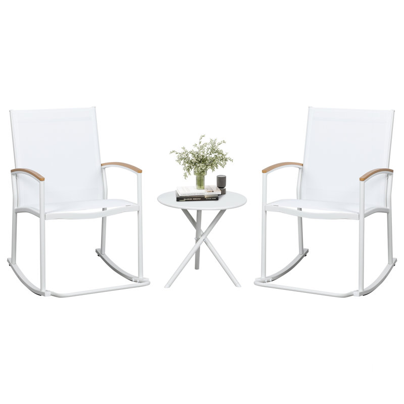 Brianni 2 - Person Outdoor Patio Rocking Set, White