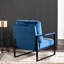 Chaise de salon Mid-Century moderne, velours bleu avec base en métal pour chambre à coucher, fauteuil de bureau à domicile, salle de construction,