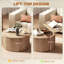 Table basse relevable, table basse ronde moderne cannelée de 81 cm (32 po), naturelle