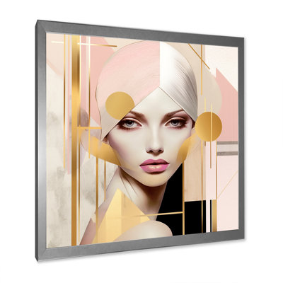Portrait géométrique glamour d'une femme futuriste sur toile