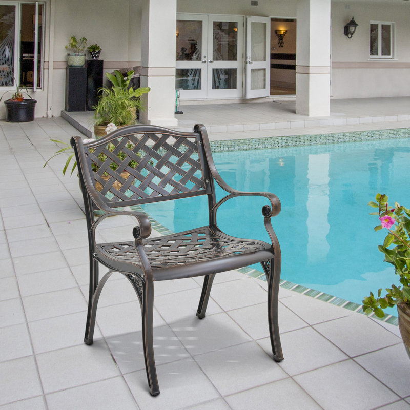Chaise avec accoudoirs de patio Treraun, Brun