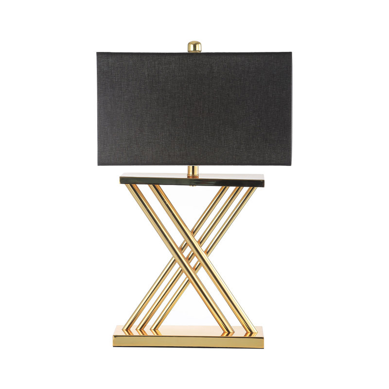 Almonza Luxury Table Lamp, Bedside Buffet Lamp with Metal Base and Linen Shade