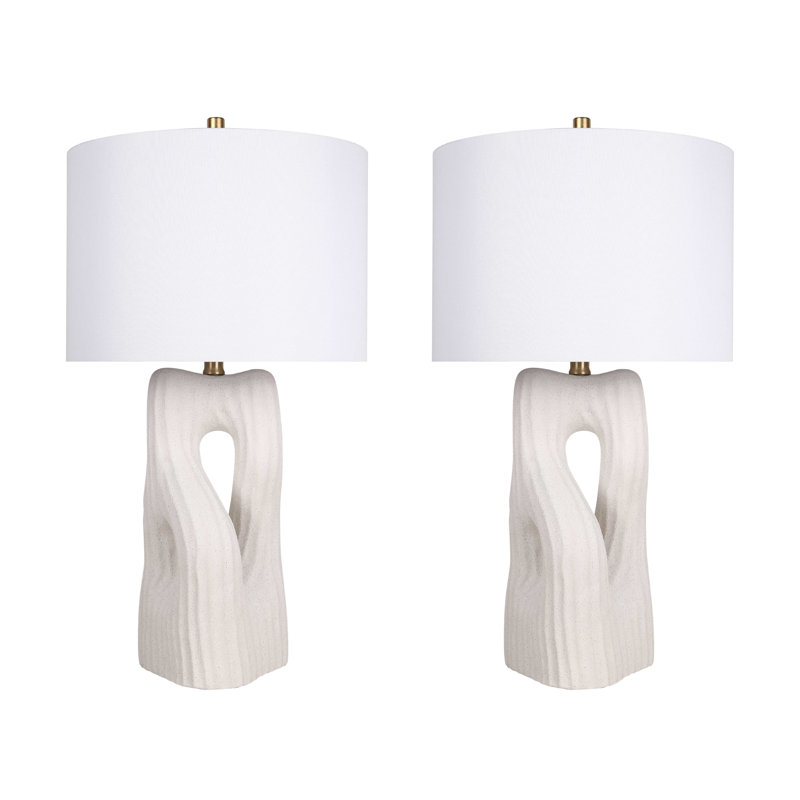 Eclipse Harmony Ceramic Table Lamp - White Rock - Set of 2