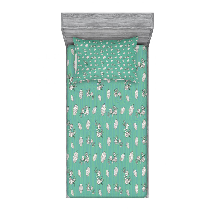Microfiber Floral Fitted Sheet, Twin XL Fitted Sheet with 1 Pillowcase