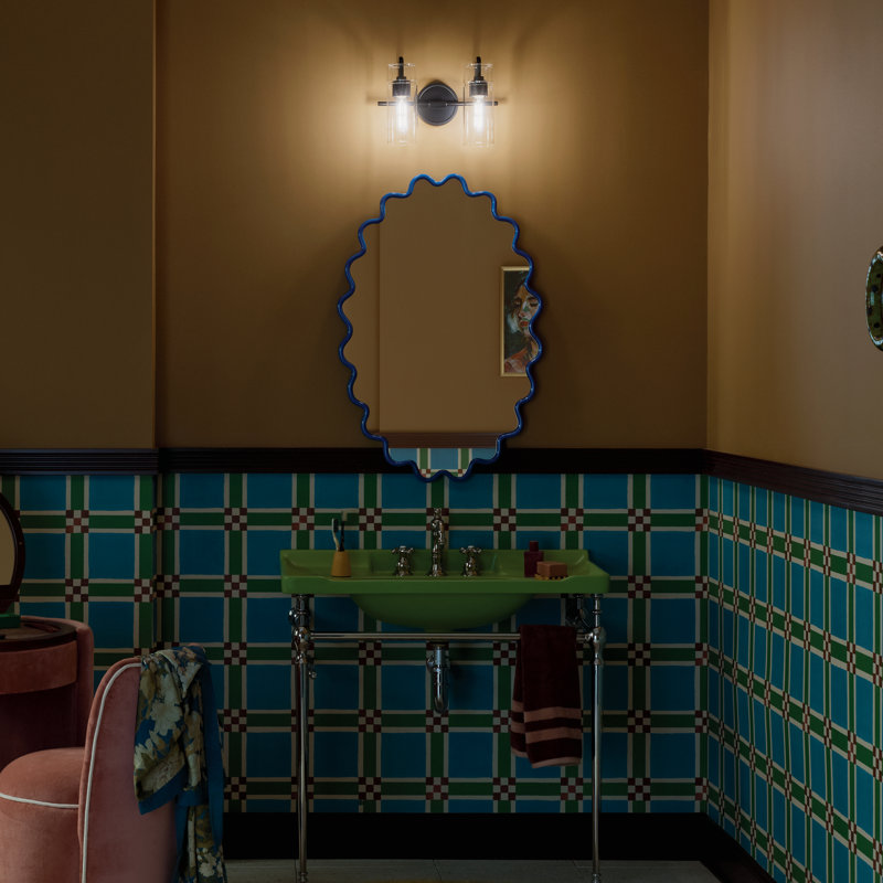 Éclairage pour salle de bain à 2 lumières 14 po avec verre transparent Niccol Niccol, Noir, 2