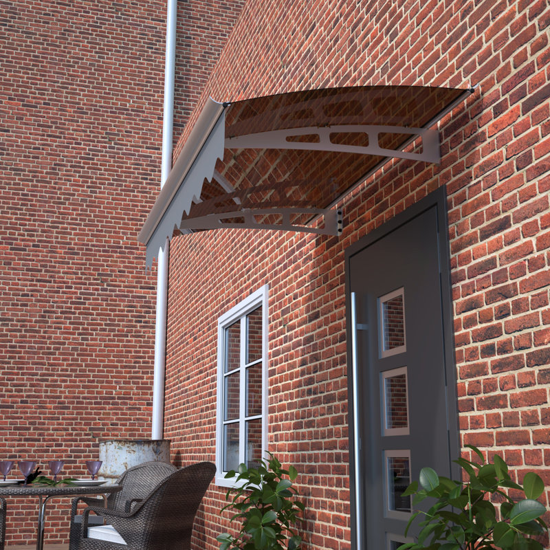Door Window Awning Canopy Made Of  0.137 Inch Thick Crystal Solid Polycarbonate Sheet And Aluminum Alloy With Valance