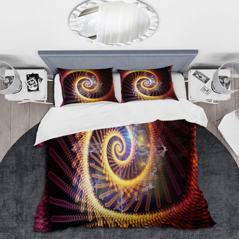 Ensemble de housse de couette moderne Spiral, Housse de couette pour grand lit + 2 taies décora