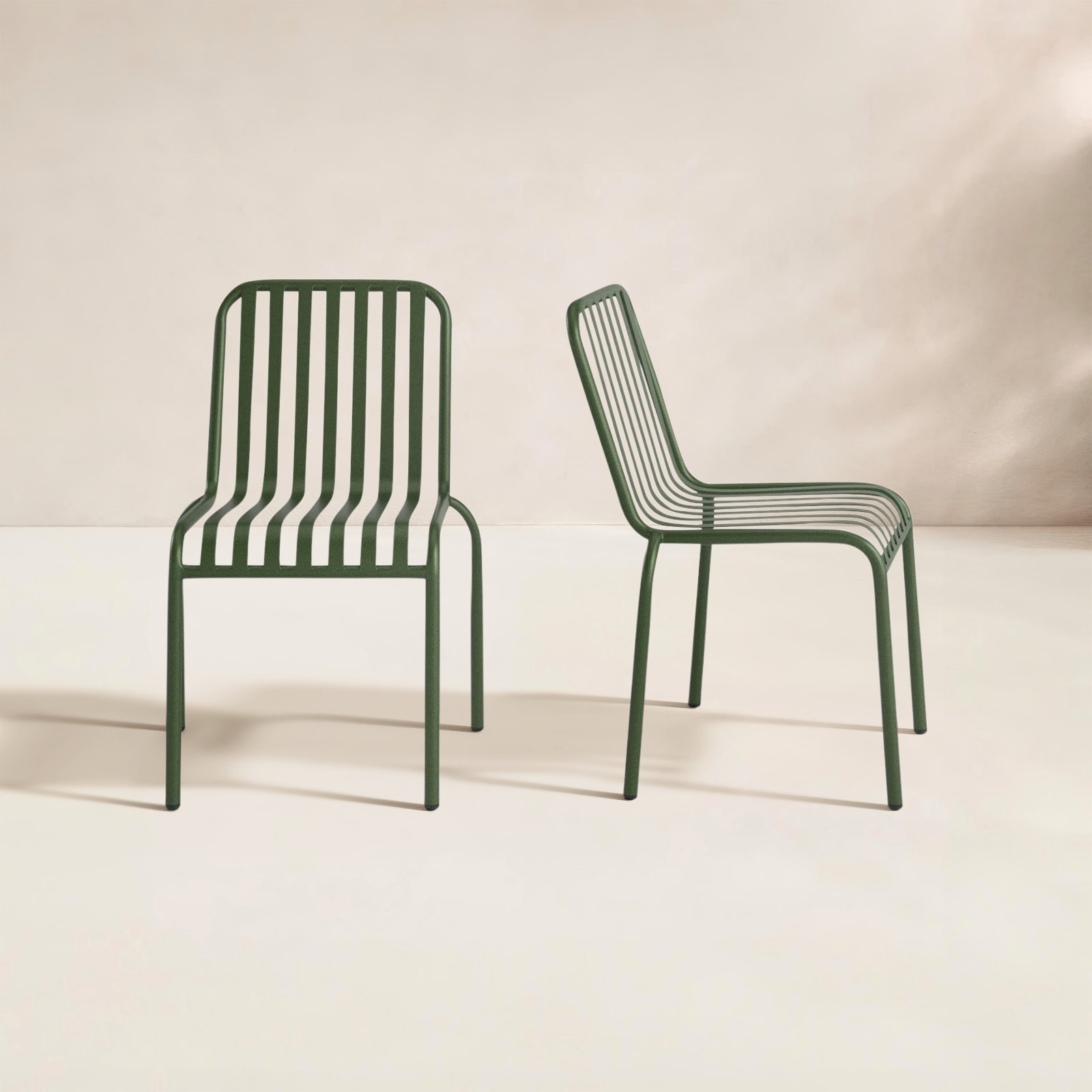 Abra Stackable Outdoor Dining Side Chair, Dark Green