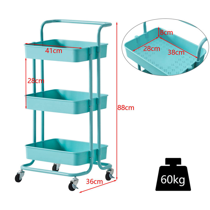 Huley Marble Top Kitchen Cart, Blue