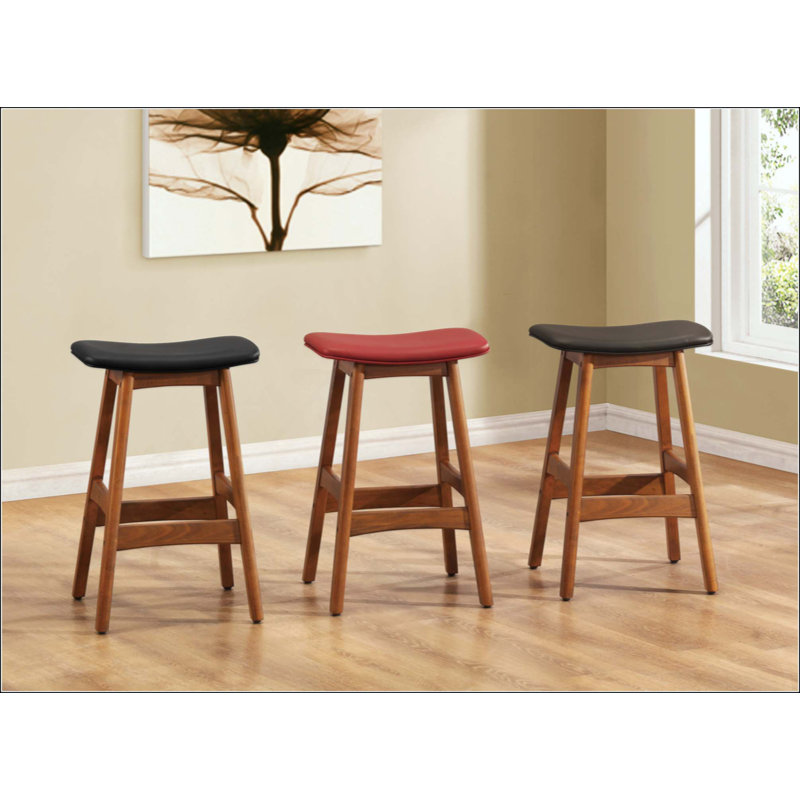 Ensemble de 2 tabourets de comptoir en bois massif de style Mid-Century, Noir