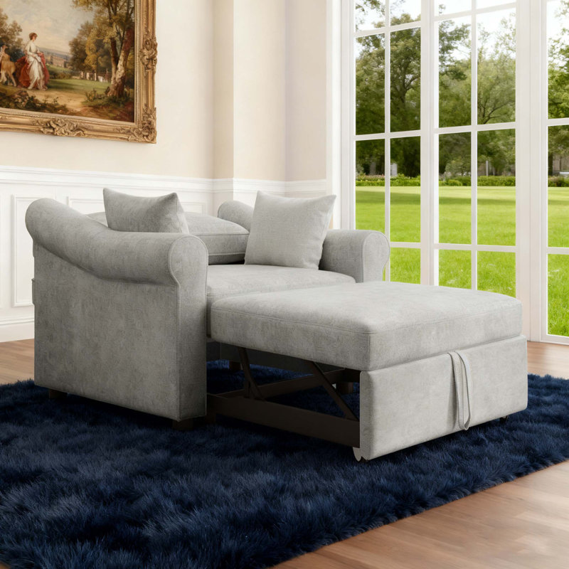 Fauteuil convertible en chenille avec dossier réglable 3 en 1, Gris