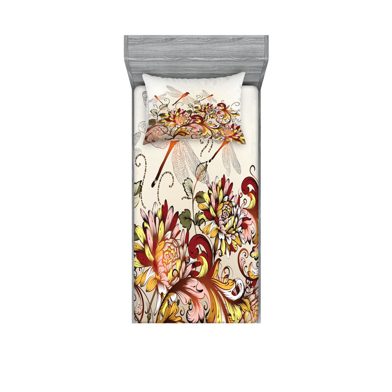 Multicolore ensemble de draps et taies décoratives Ambesonne, Ensemble de draps pour taille de lit simple TG ave