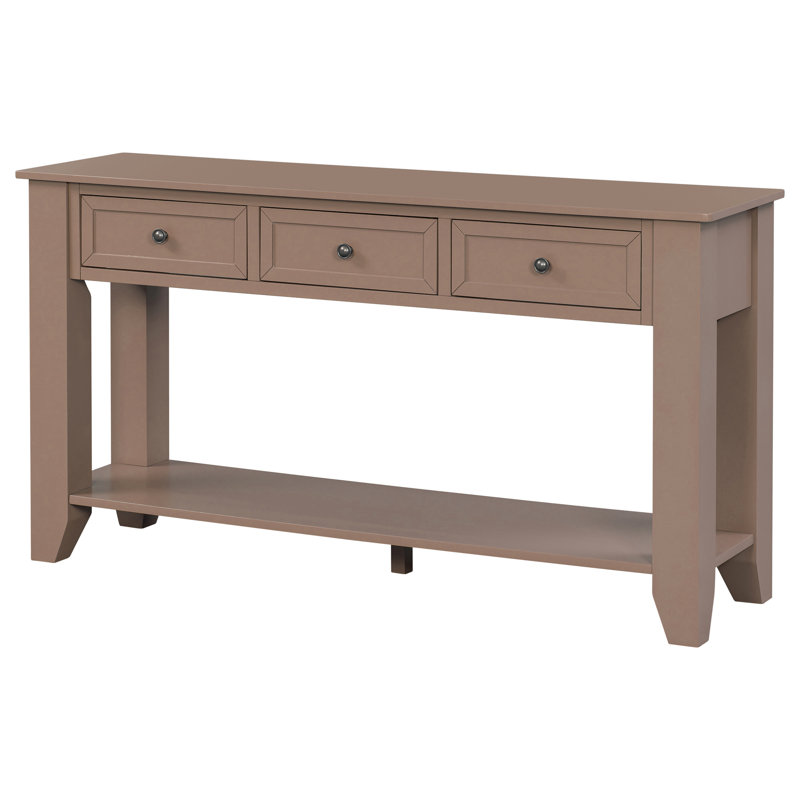 Console moderne avec trois tiroirs de rangement, Brun