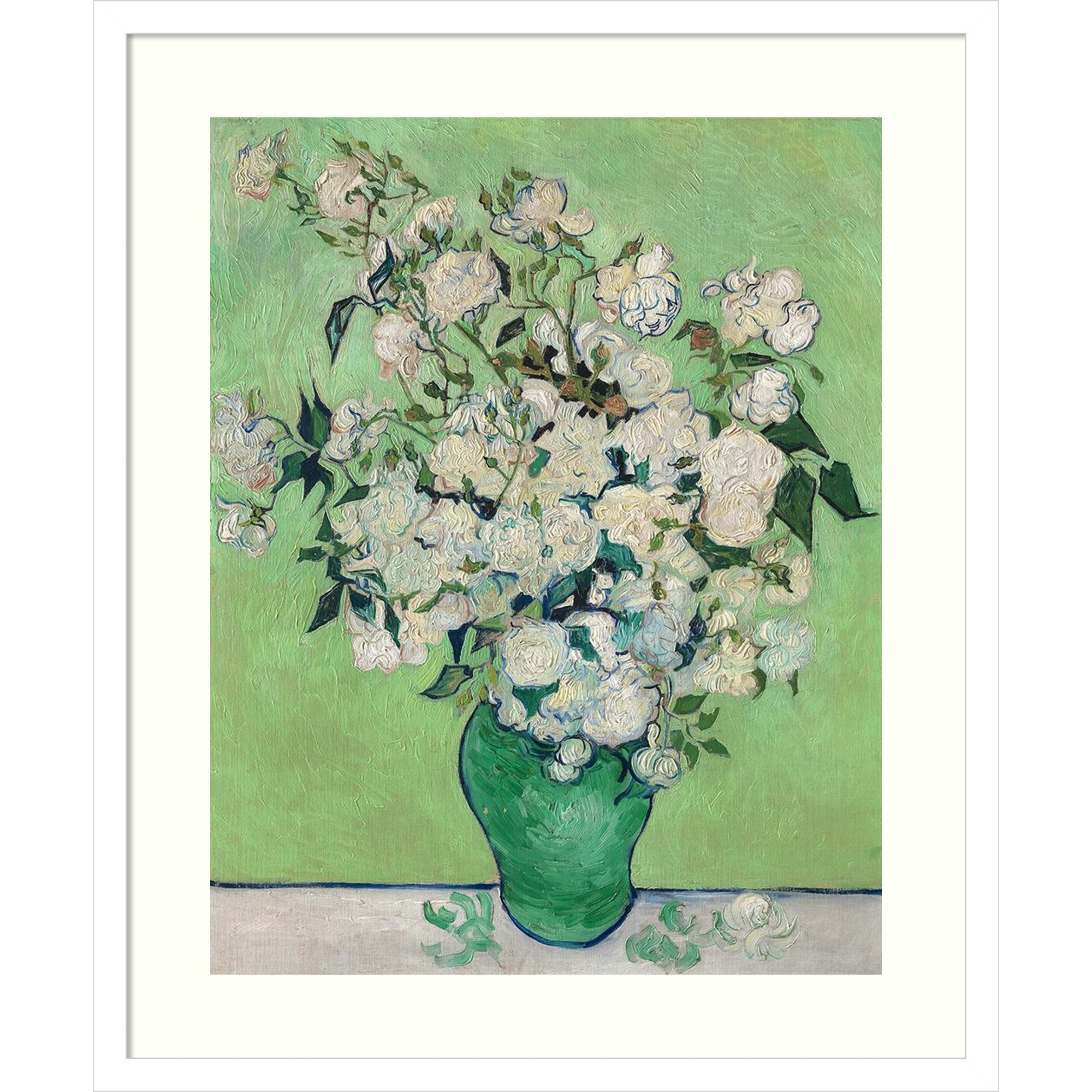 Roses by Vincent Van Gogh, White, 25.07" H x 20.82" W x 0.88" D