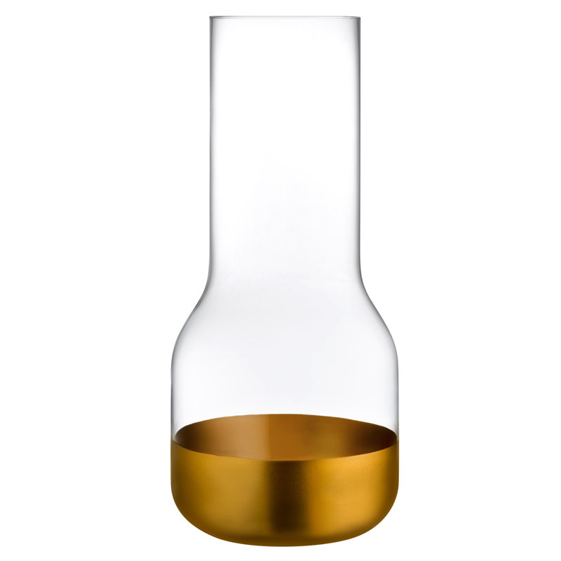 Vase de table en cristal sans plomb contour, Base de cuivre, H 15,6 po x l 7,02 po x P 7,02 po