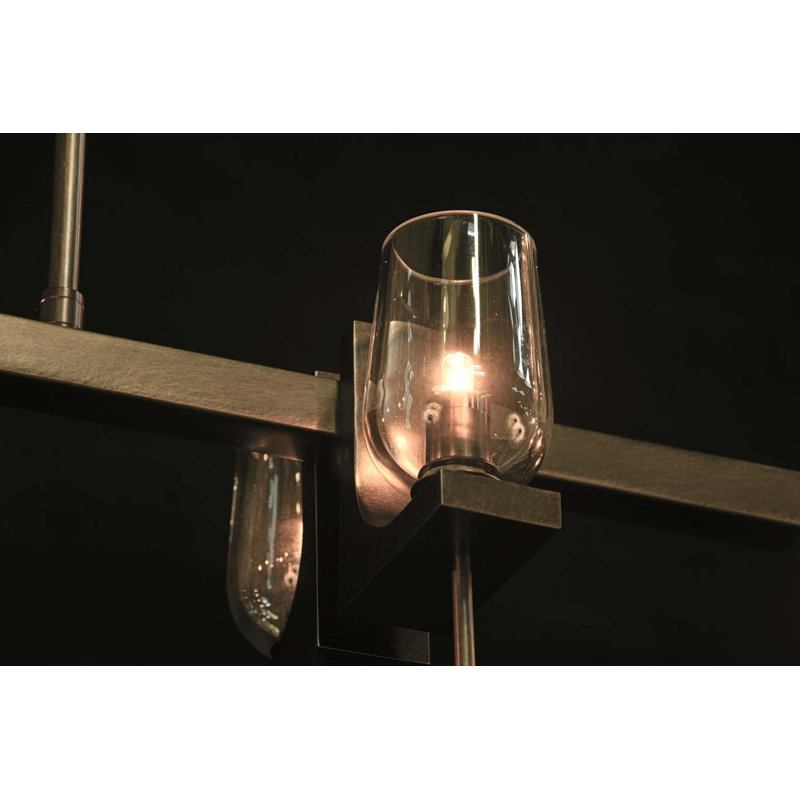 Luminaire suspendu pour îlot de cuisine 10 lumières Tenon, Cristal, Bronze frotté à l'huile