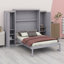 Lit escamotable avec 2 garde-robe et tablette de rangement, cadre de lit plateforme pliable multifonctionnel pour chambre d'amis, chambre à coucher,-1969194543-1969194542