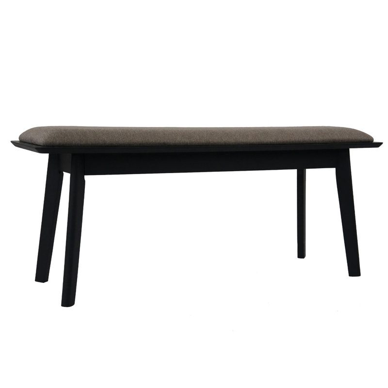 Upholstered Solid Wood Bench, 20" H x 46" W x 14' D , Oatmeal , Black