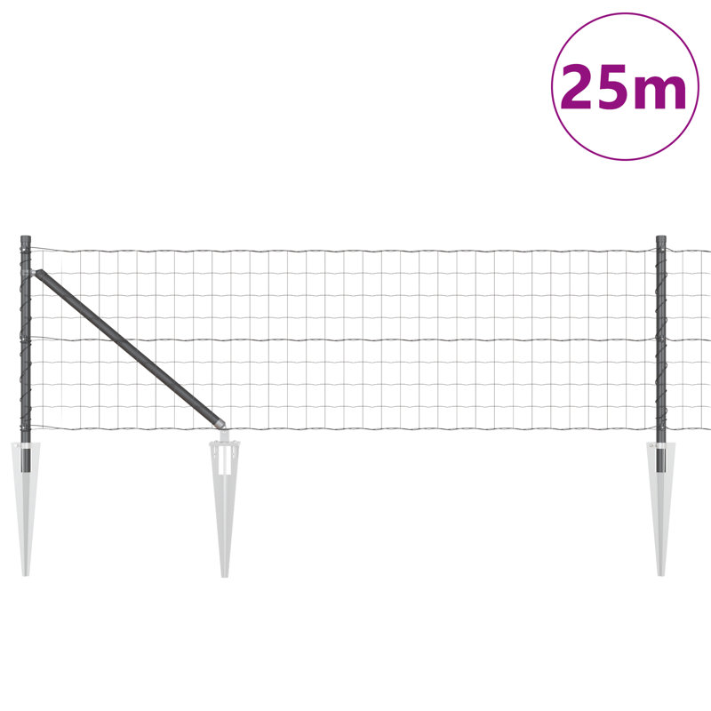 Galvanised Steel Border Fencing, Grey, 40 x 2500 x 0.2 cm