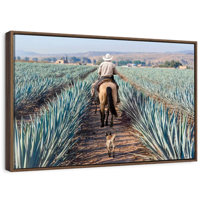 Inspecter la plantation d'agave, 46 po x 31 po, Cadre flottant noyer