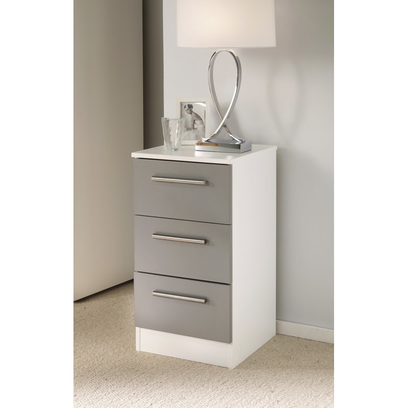 Fully Assembled Ratzlaff Manufactured Wood Bedside Table, Dusk Grey/White