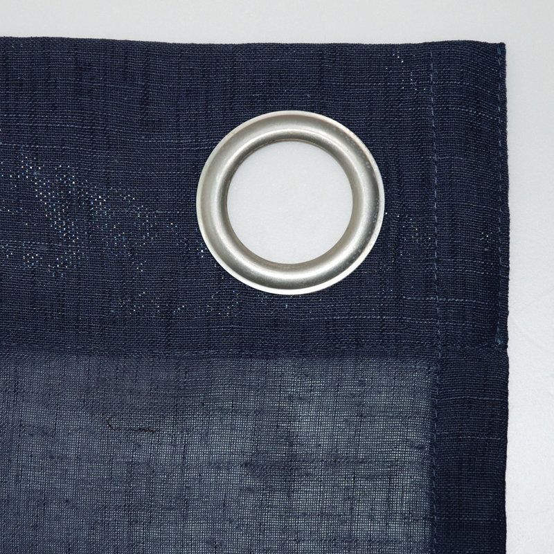 Akari Slub Textured Linen Blend Semi Sheer Grommet Curtain Panel, 52" W x 63" L, Navy