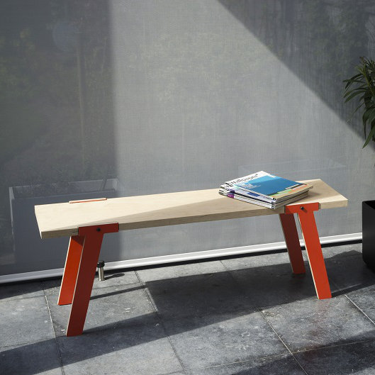 Giedi Upholstered Bench, Foxy Orange